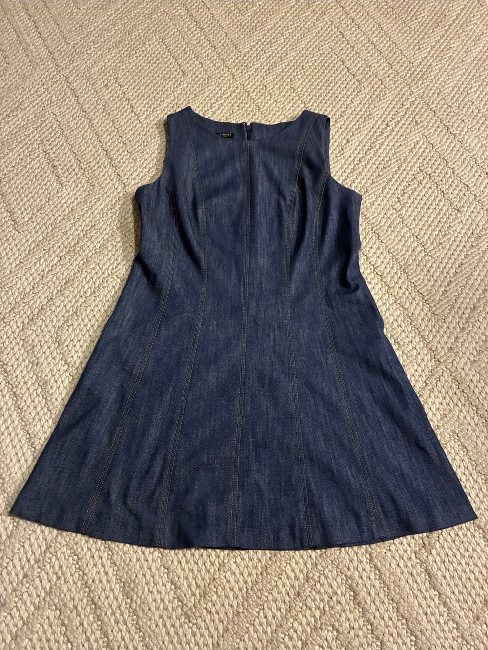 Talbots Sleeveless Denim Midi Dress in Dark Blue